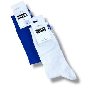 NWT Happy Socks Bundle Adult Size 8-12 / 10-12.5 Blue and White Crew Socks